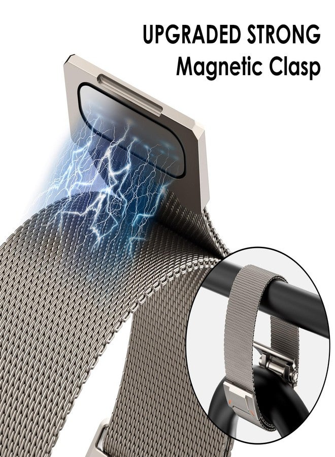 NewWays Milanese Loop for Galaxy Watch Ultra (2025) Bands 47mm for Men Magnetic Strap Stainless Steel Connector Military Rugged Galaxy Watch Ultra Bands, Titanium - Image 3